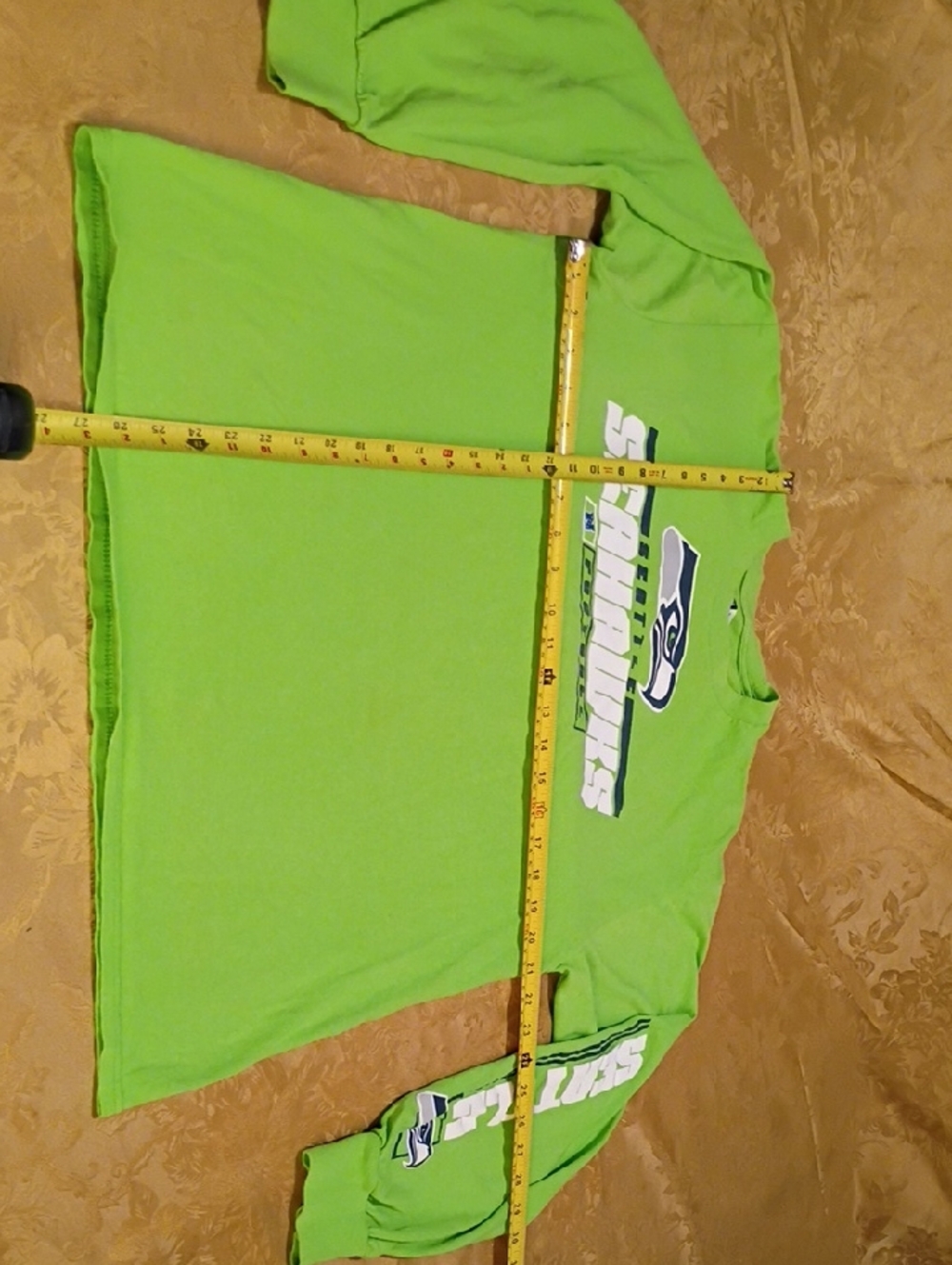 NFL Seattle SEAHAWKS Lime Green Long Sleeve Shirt Men's Size L